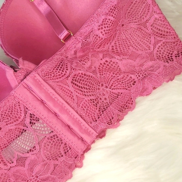 🆕️NWT Daisy Fuentes Dusty Blush Pink Lace Floral Pushup Long Line Bra Size 34B - Picture 11 of 16